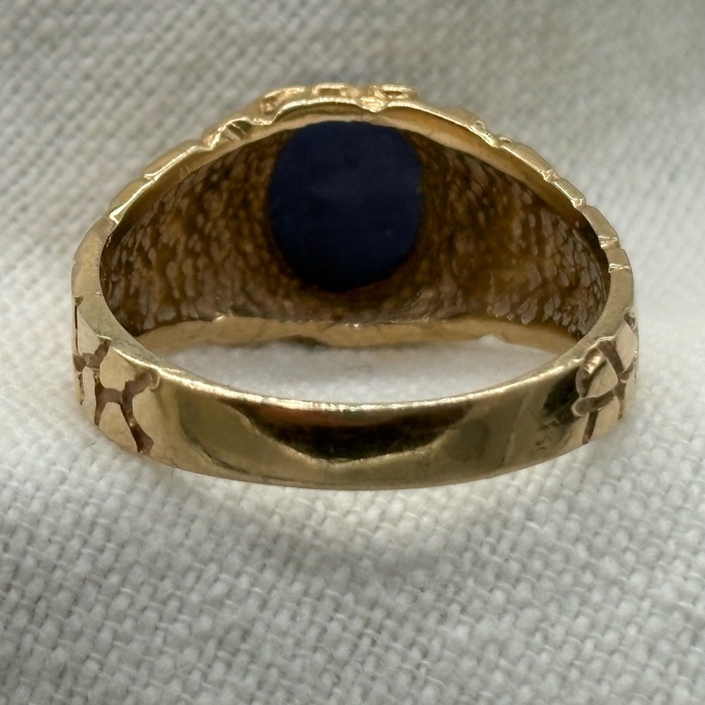 14k Gold Nugget Design Blue Prong Set Stone - Picture 9 of 15